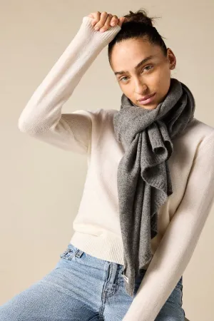 100% Cashmere Scarf in Charcoal Marle Grey