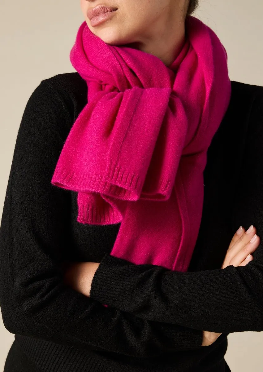 100% Cashmere Scarf in Magenta