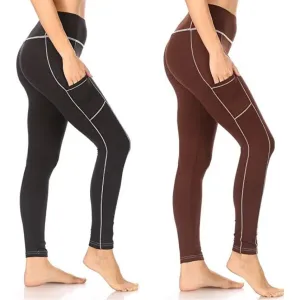 2-Pack: Women's Fleece Lined Active Leggings with Pockets