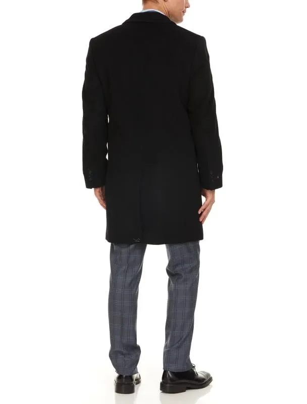 Adam Baker Men's 38” Length Luxury Wool-Cashmere Single Breasted Overcoat