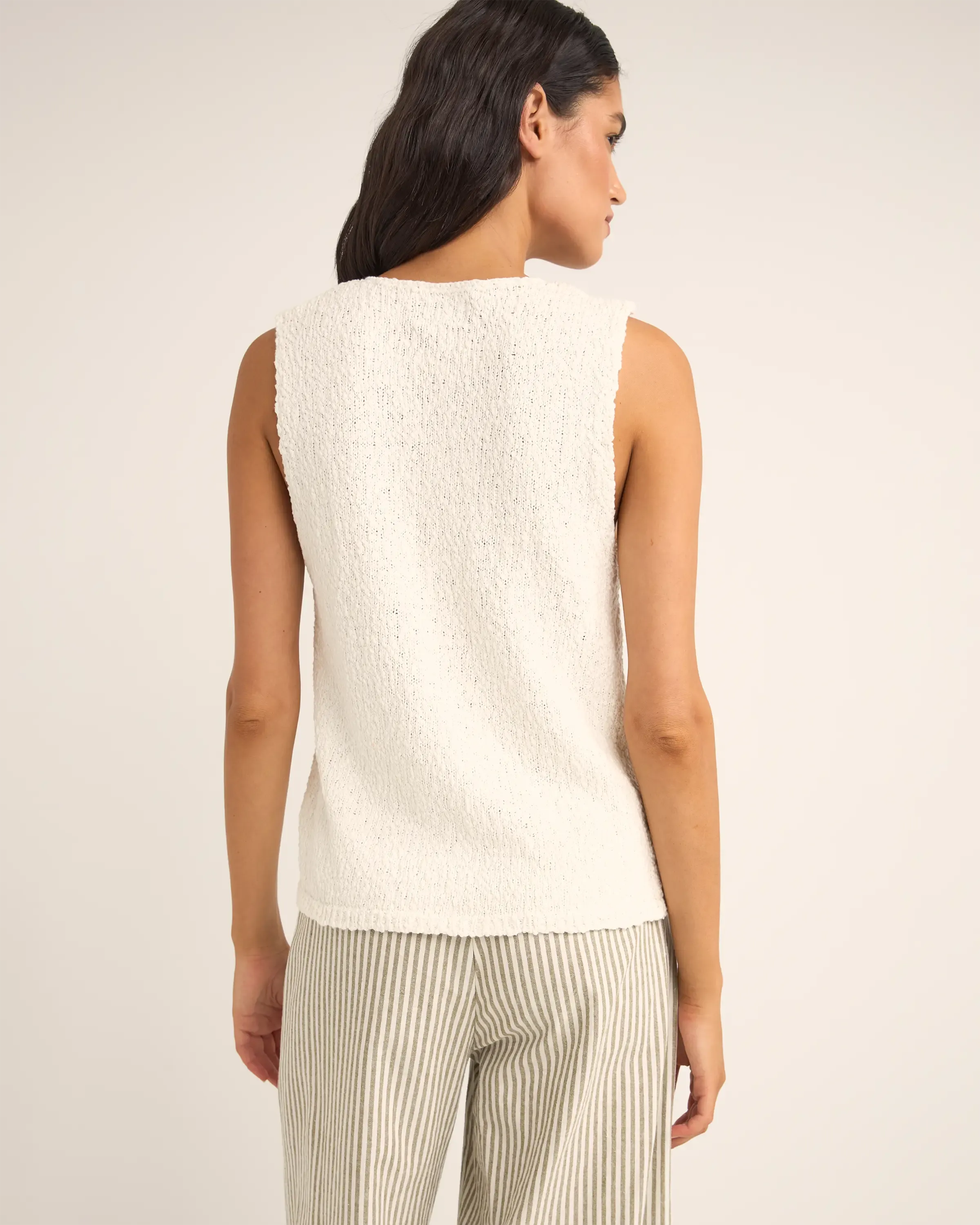 Adele Longline Knit Vest in White