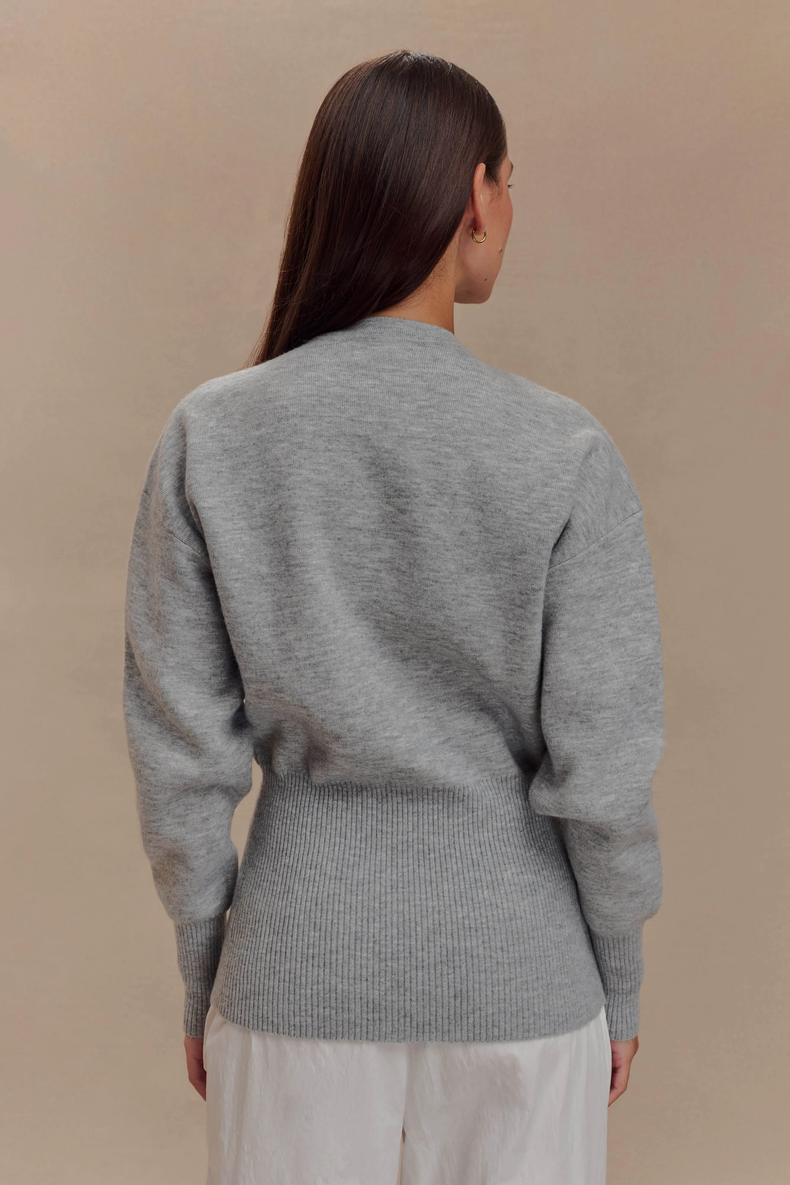 Alexia Buttoned Oversized Cardigan - Grey Marle