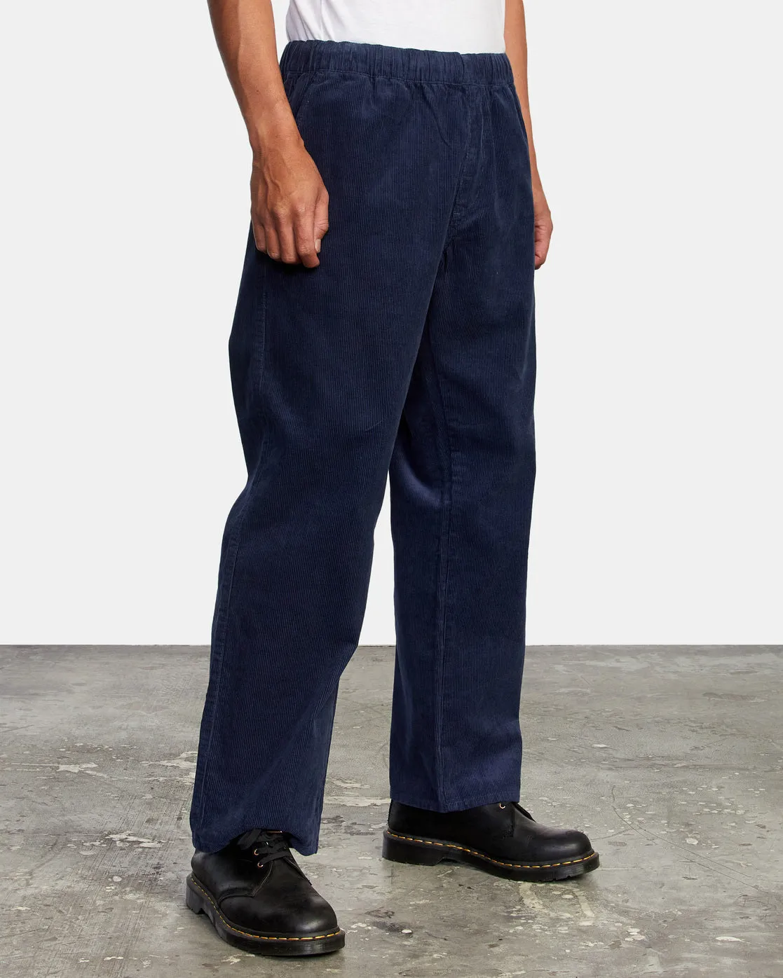 Americana Elastic Waist Cord Pants - Moody Blue