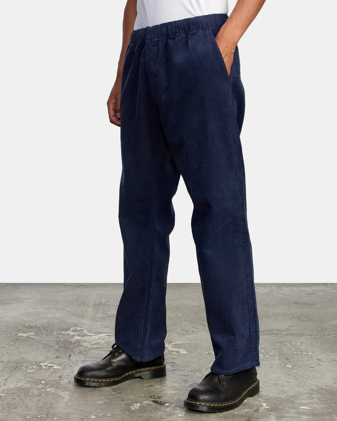 Americana Elastic Waist Cord Pants - Moody Blue