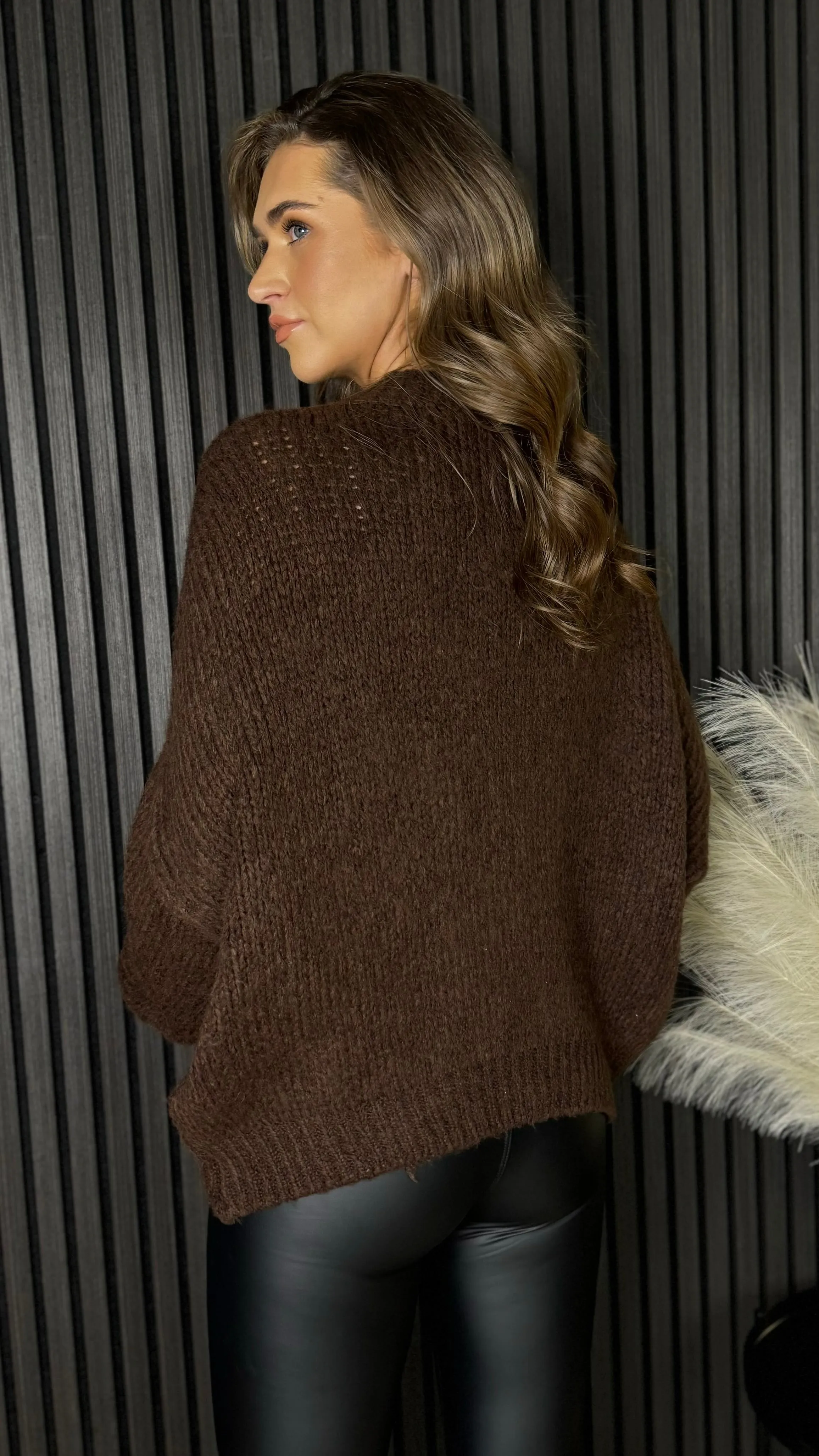 Aston Chocolate Brown Chunky Knit Jumper