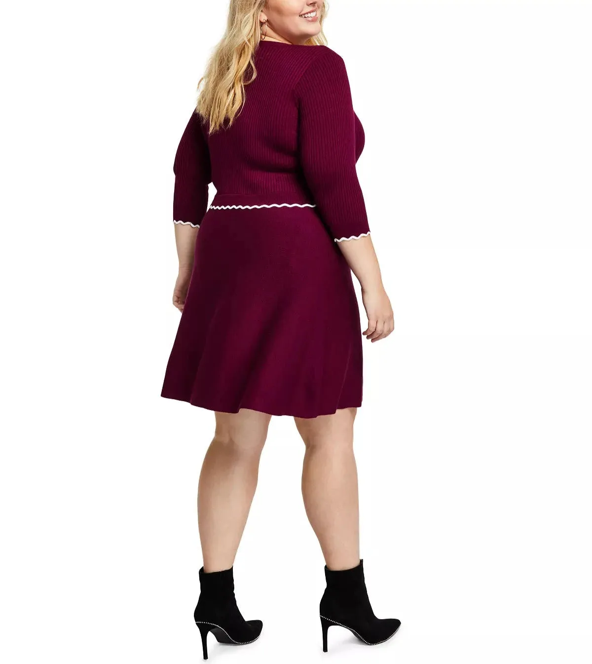 BCX Trendy Plus Size Contrast Trim Sweater Dress