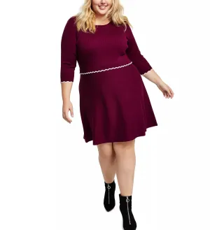 BCX Trendy Plus Size Contrast Trim Sweater Dress