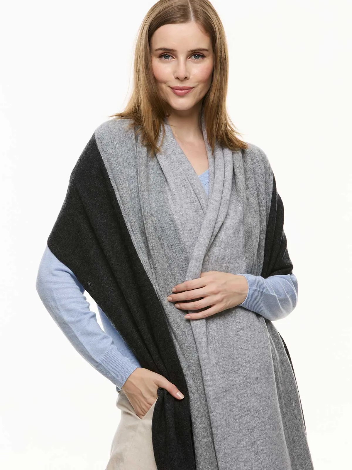 Black and Gray Cashmere Wrap