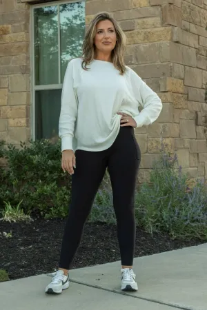 Black FLEECE LINED Full Length Leggings with Pockets