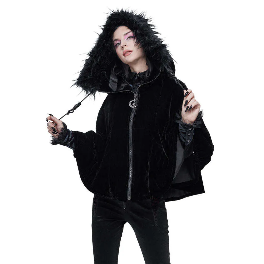 Black Velvet Fur Zipper Hoodie