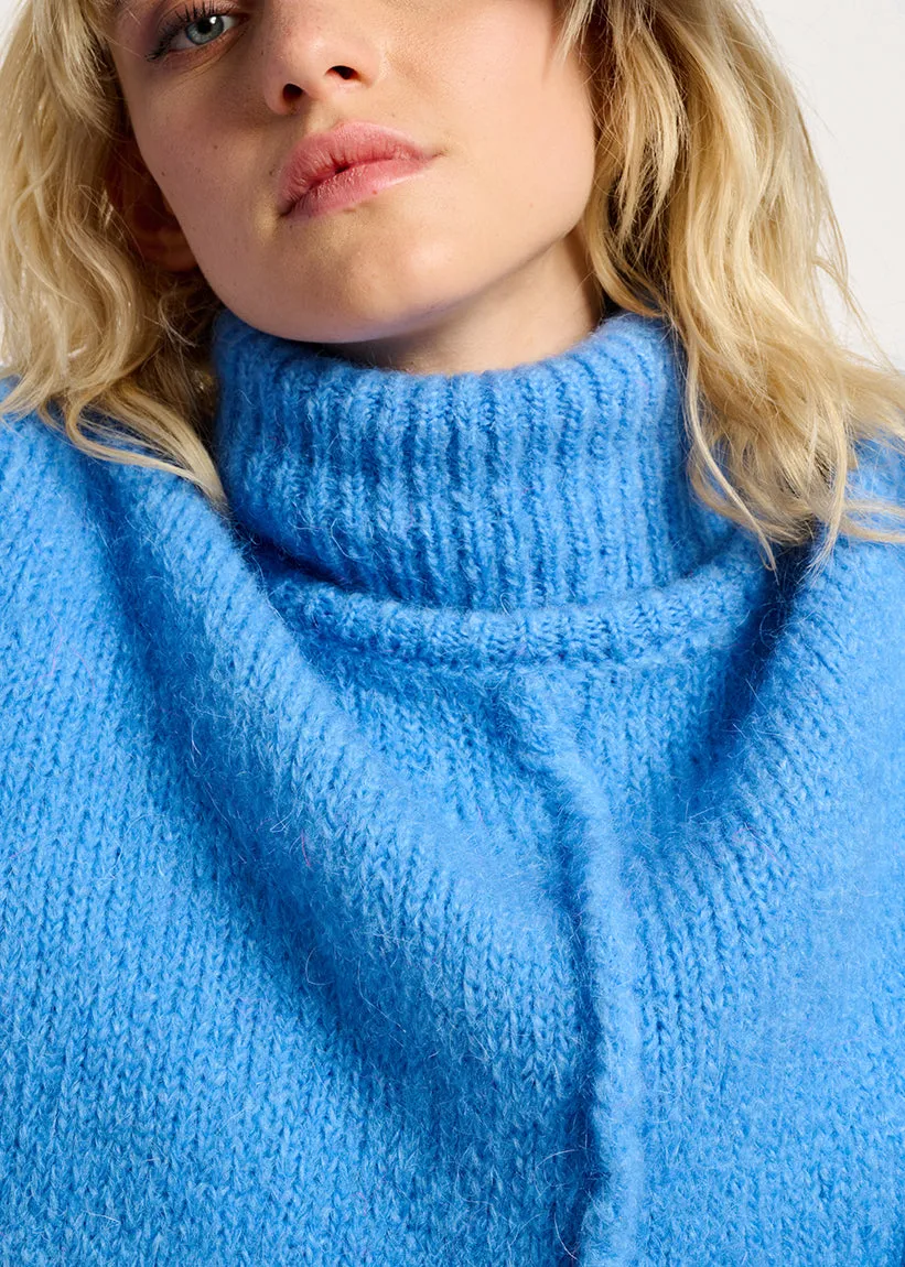 Blue mohair-blend turtleneck sweater