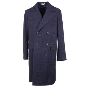 Boglioli Blue Check Wool-Cashmere Overcoat