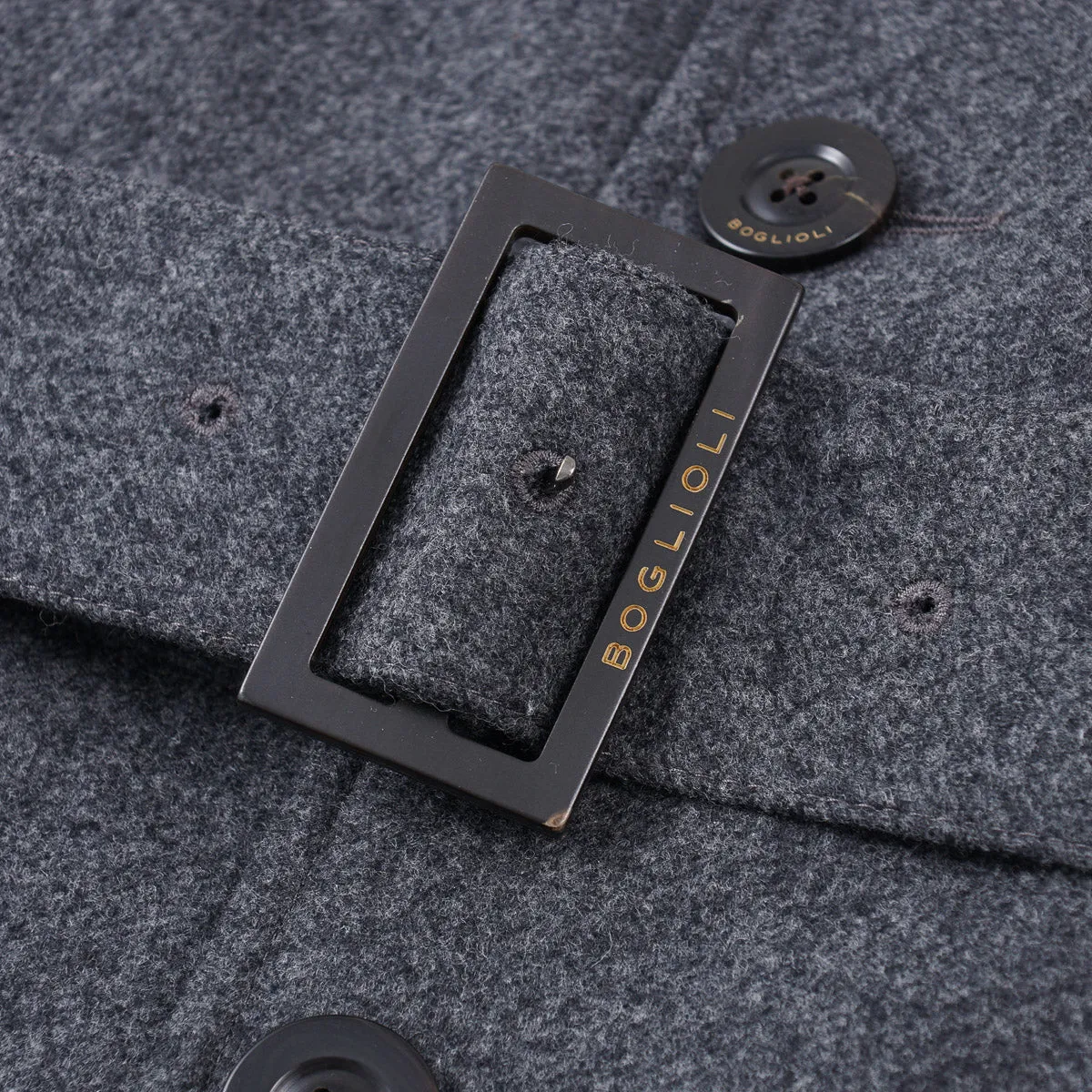 Boglioli Wool Overcoat with Knit Collar