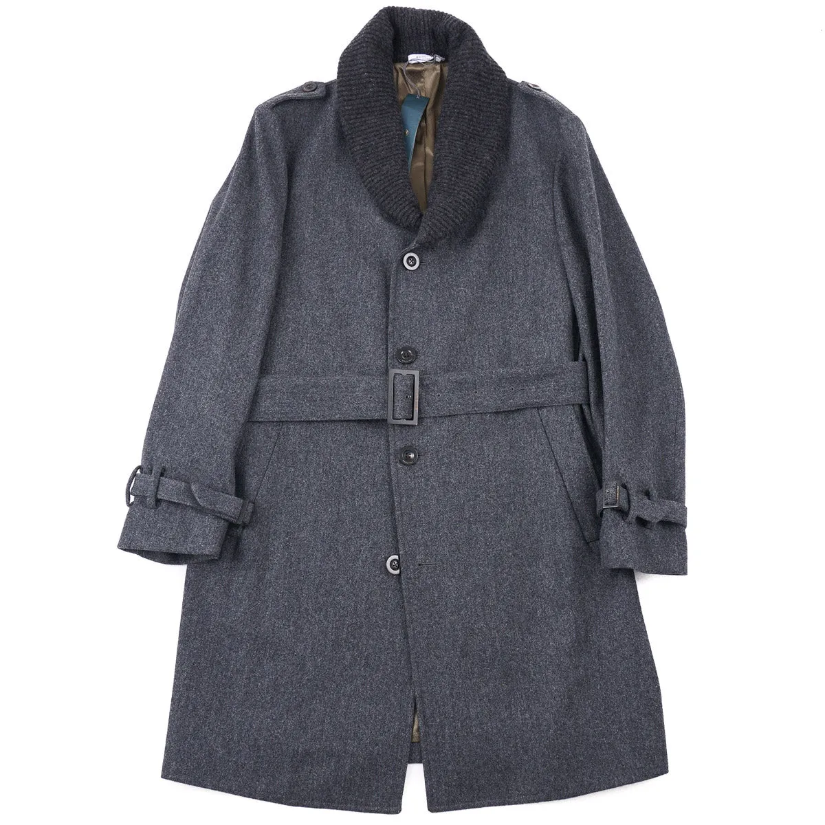 Boglioli Wool Overcoat with Knit Collar