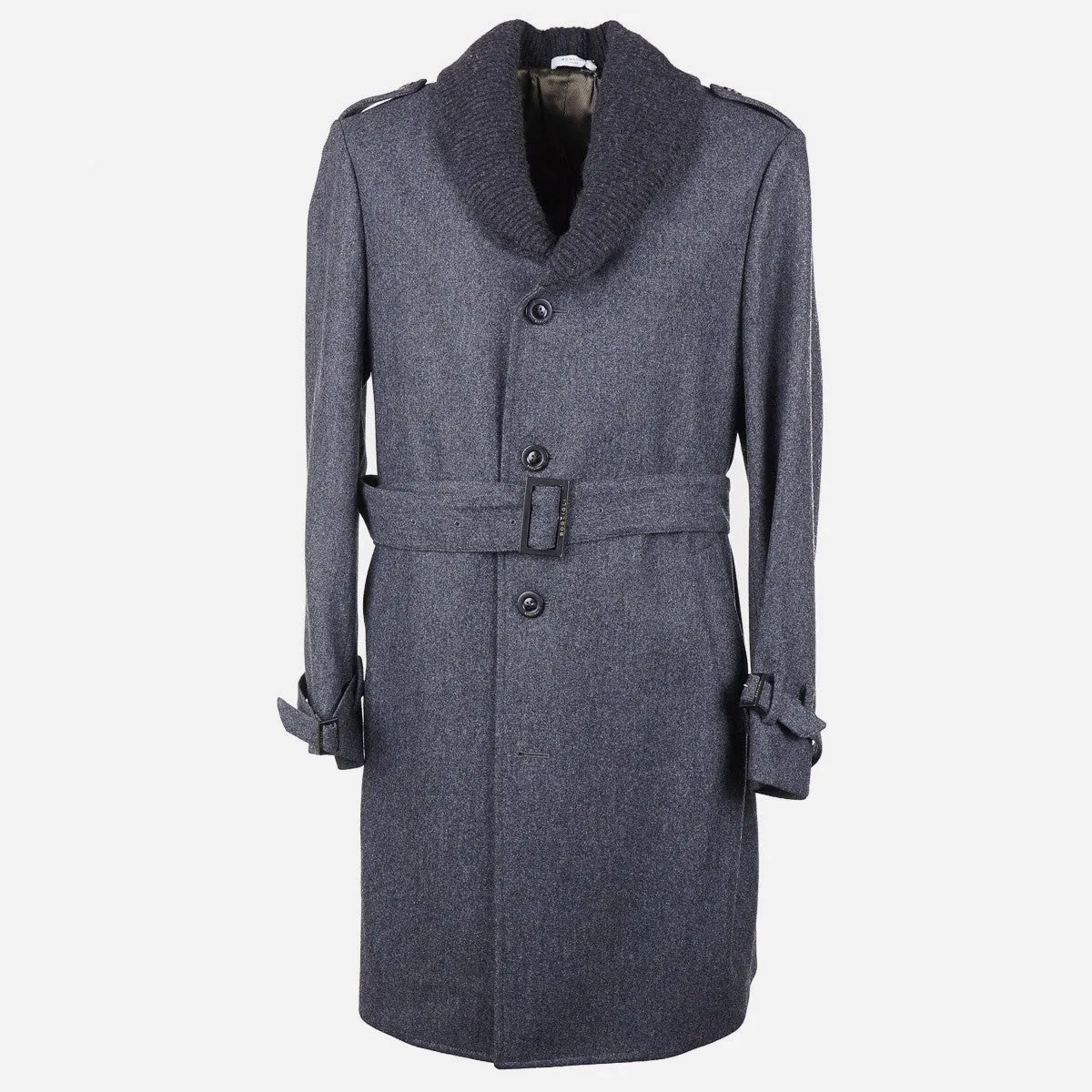 Boglioli Wool Overcoat with Knit Collar