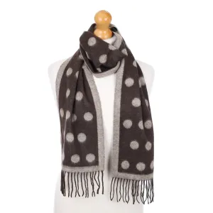 Brown and beige spotted Fringed Cashmere Woven Scarf