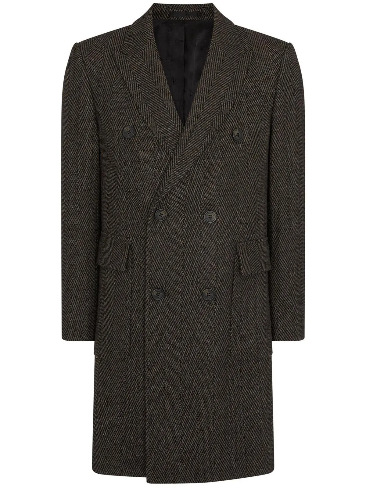 Brown Herringbone Vintage Style Wool Overcoat