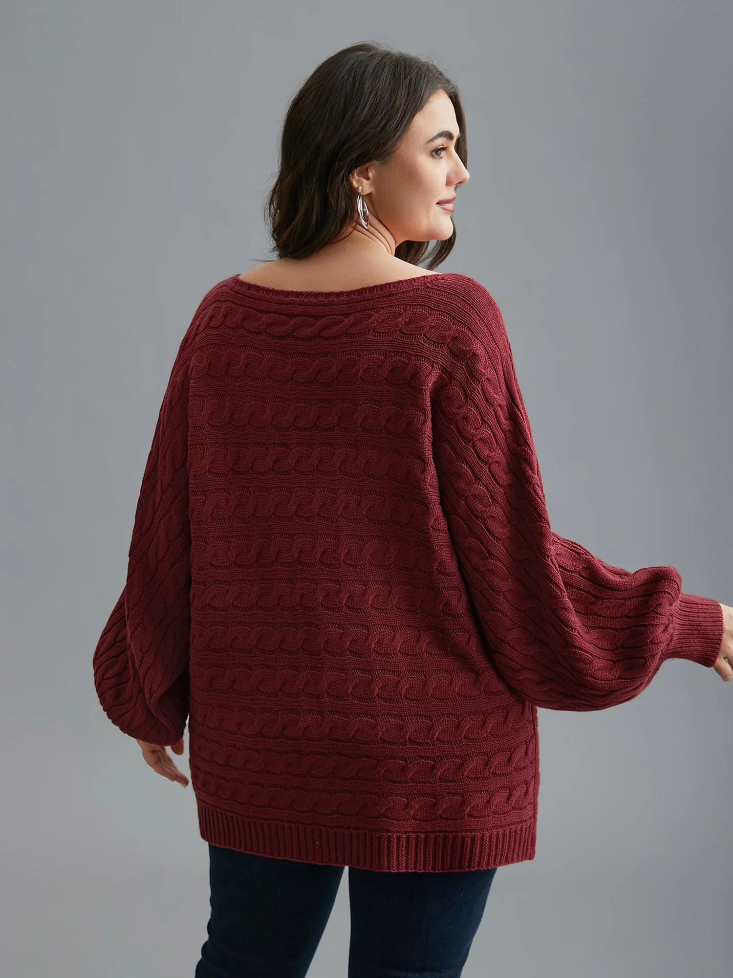 Cable Knit Dolman Sleeve Pullover