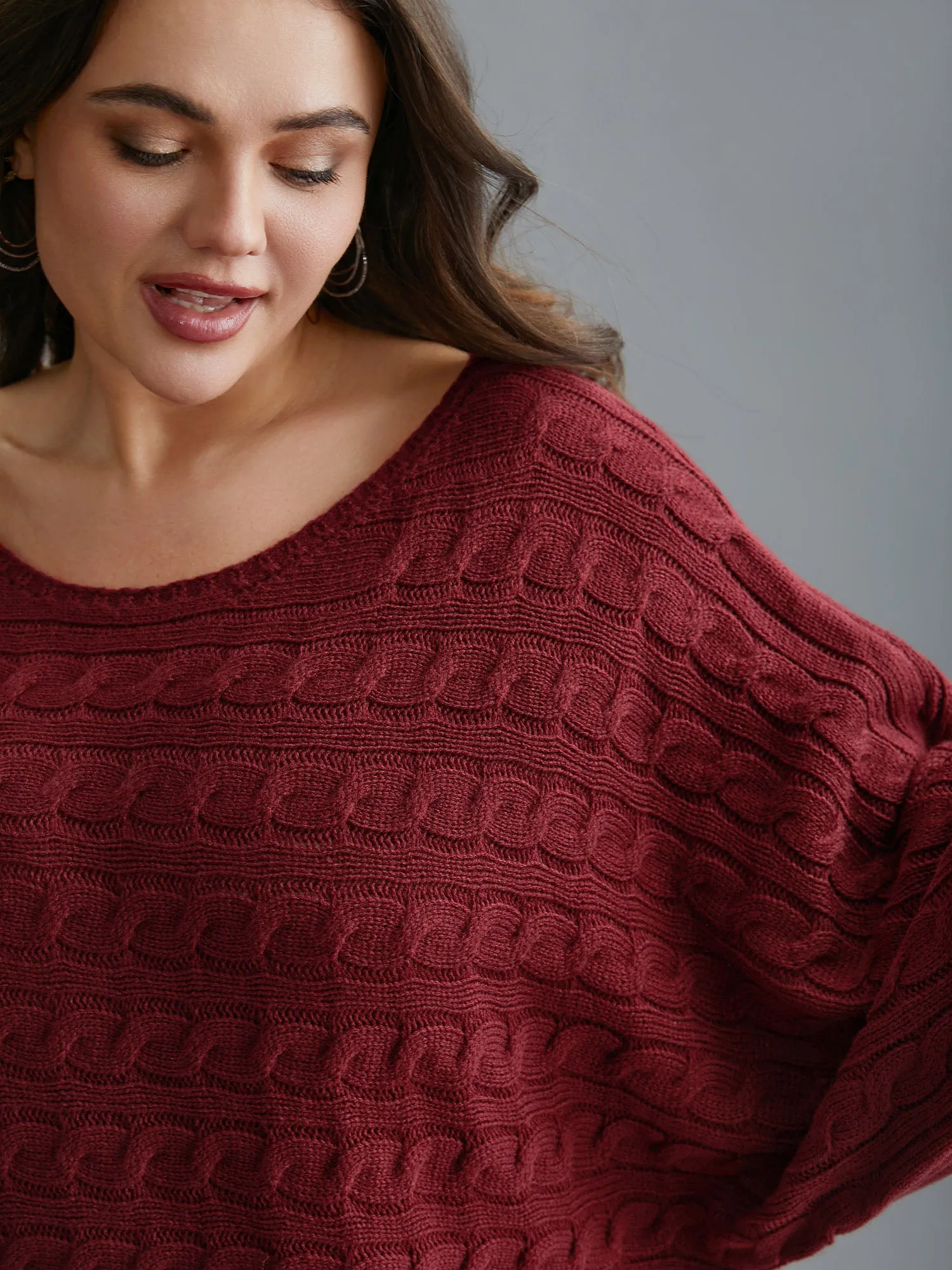 Cable Knit Dolman Sleeve Pullover