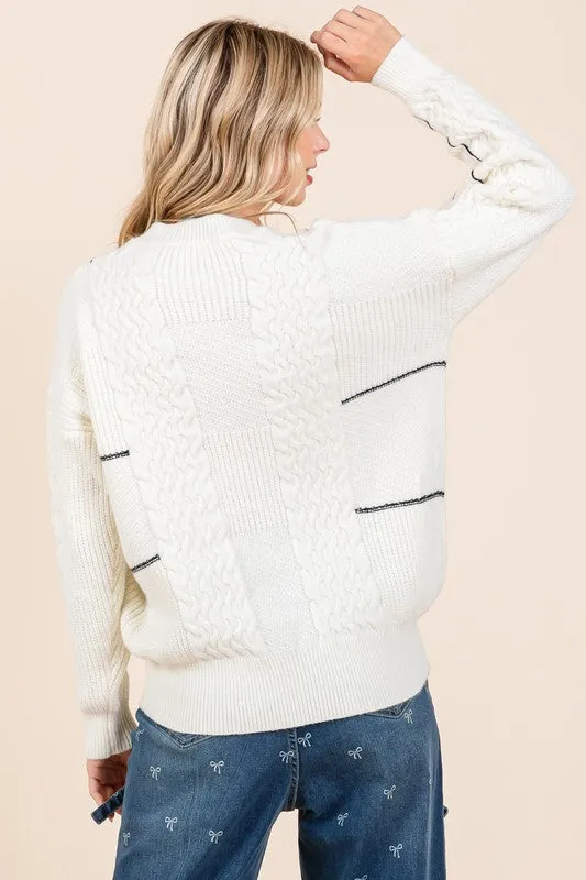 Cable Knit Long-Sleeve Sweater