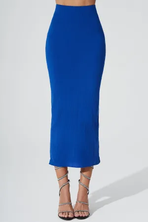 Calista Knitted Slit Skirt - Egyptian Blue