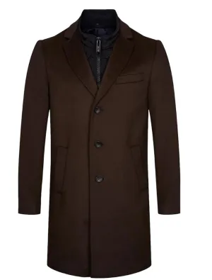 CASHMERE OVERCOAT WITH BIB - SAND