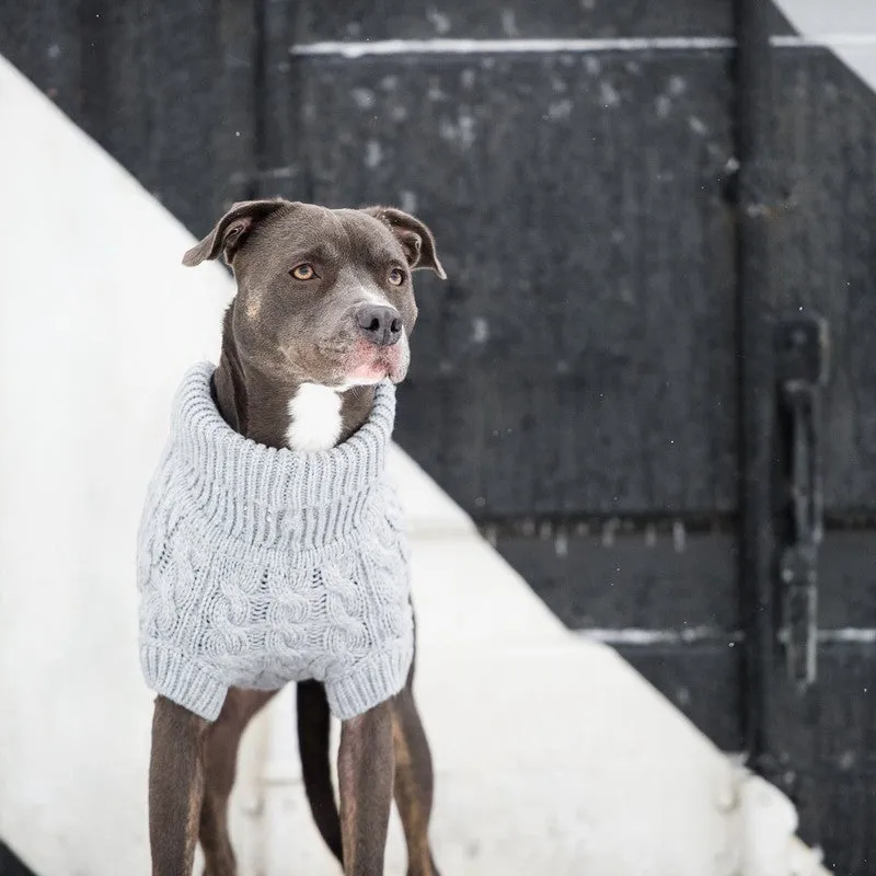 Chalet Sweater - Grey Cozy Cable Knit for Dogs