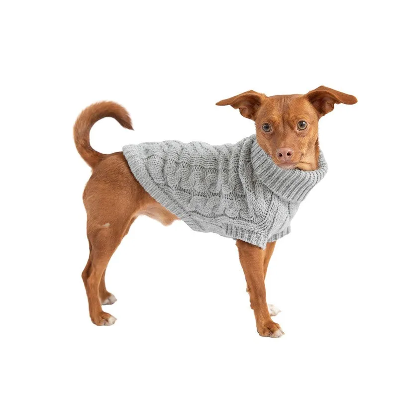 Chalet Sweater - Grey Cozy Cable Knit for Dogs