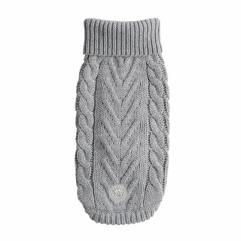 Chalet Sweater - Grey Cozy Cable Knit for Dogs