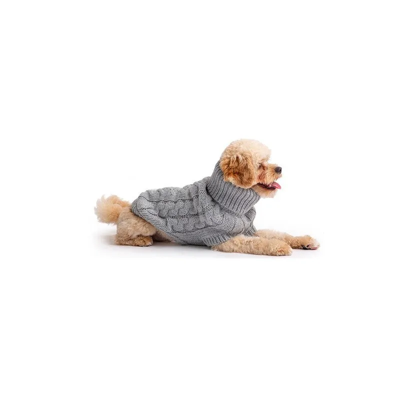 Chalet Sweater - Grey Cozy Cable Knit for Dogs