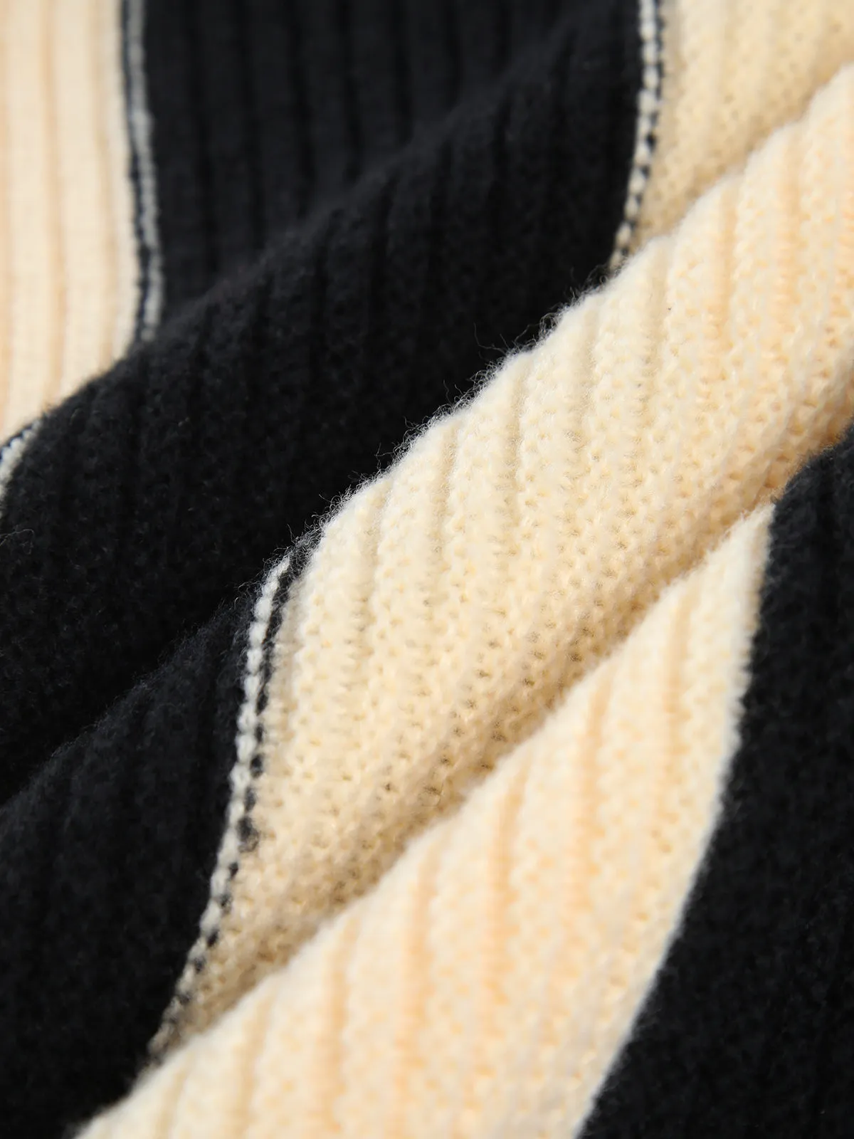 Chunky Knit Graceful Stripe Turtleneck Sweater