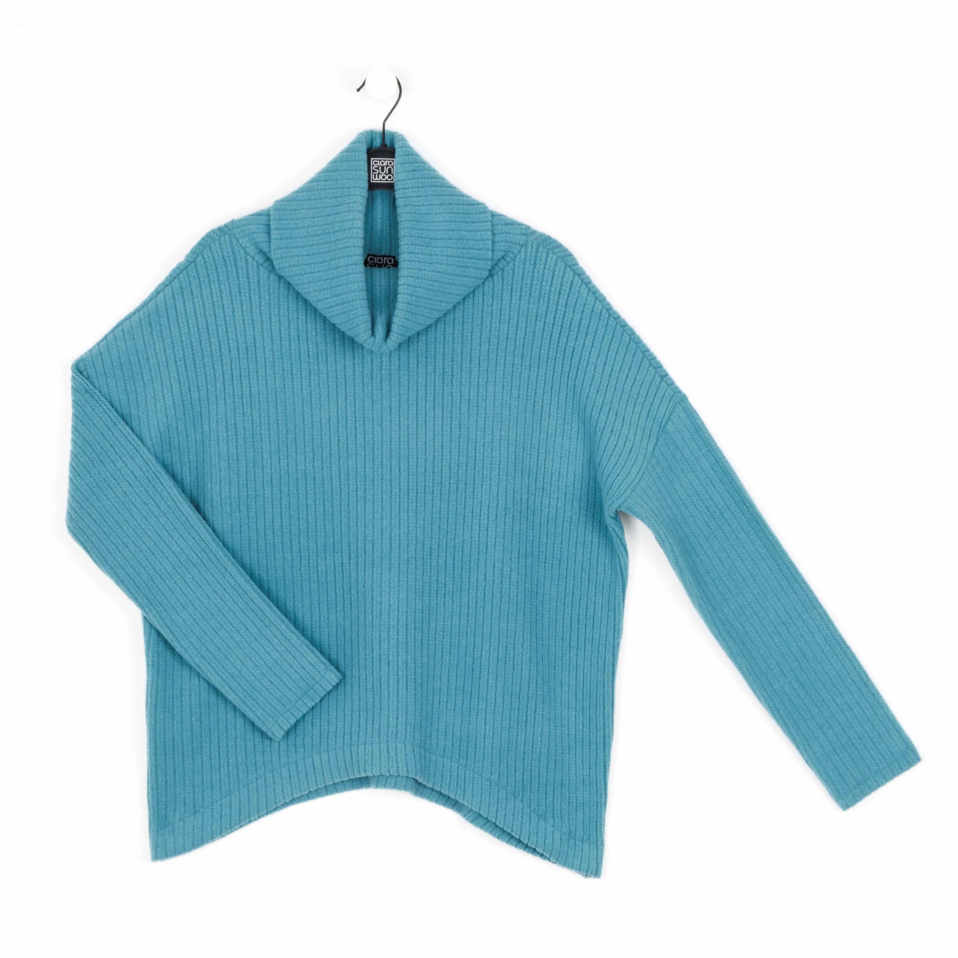 Chunky Ribbed - Tipped Hem Sweater Top - Teal - Final Sale!