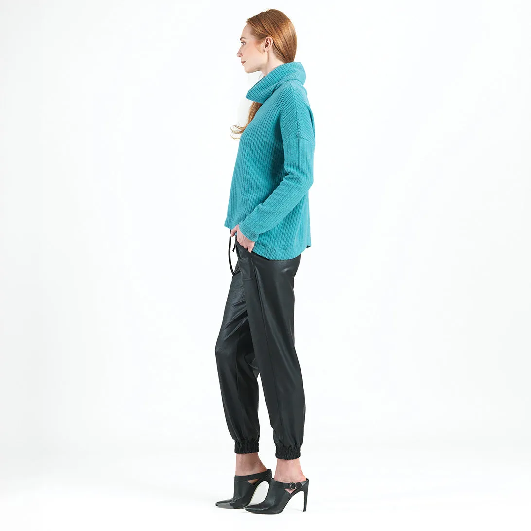 Chunky Ribbed - Tipped Hem Sweater Top - Teal - Final Sale!