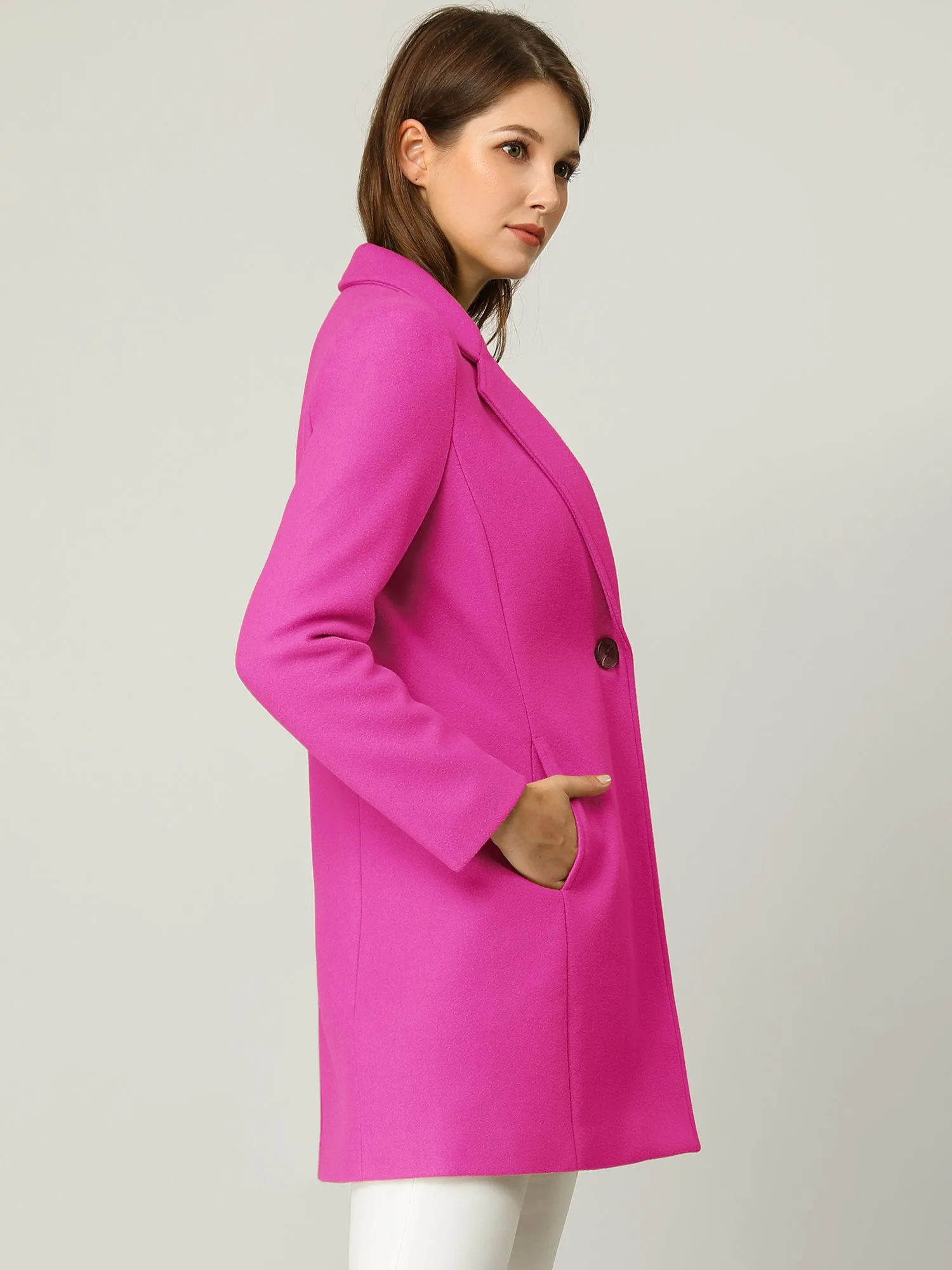 Classic Notched Lapel Long Sleeve Buttoned Coat