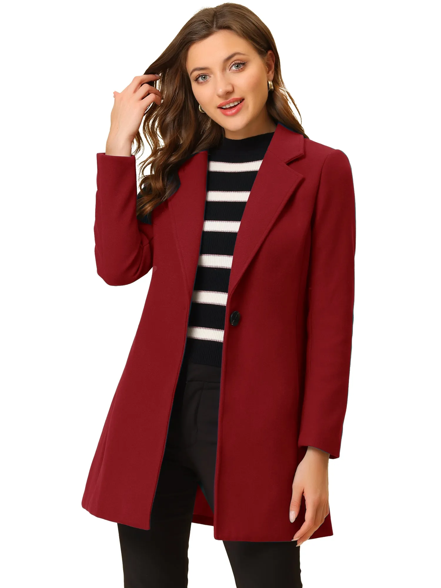 Classic Notched Lapel Long Sleeve Buttoned Coat