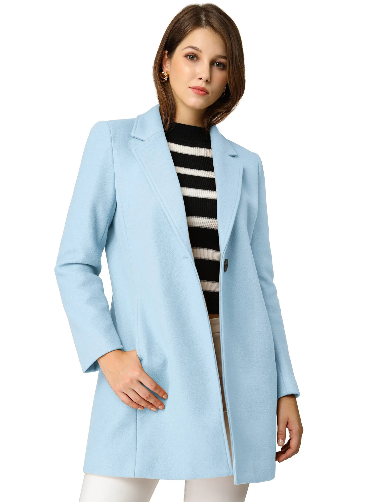 Classic Notched Lapel Long Sleeve Buttoned Coat