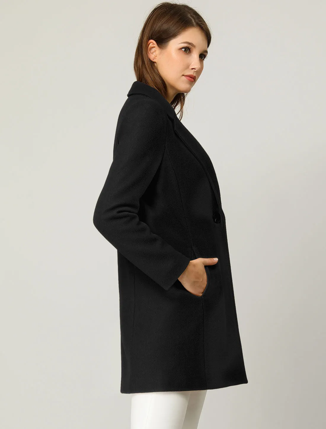 Classic Notched Lapel Long Sleeve Buttoned Coat