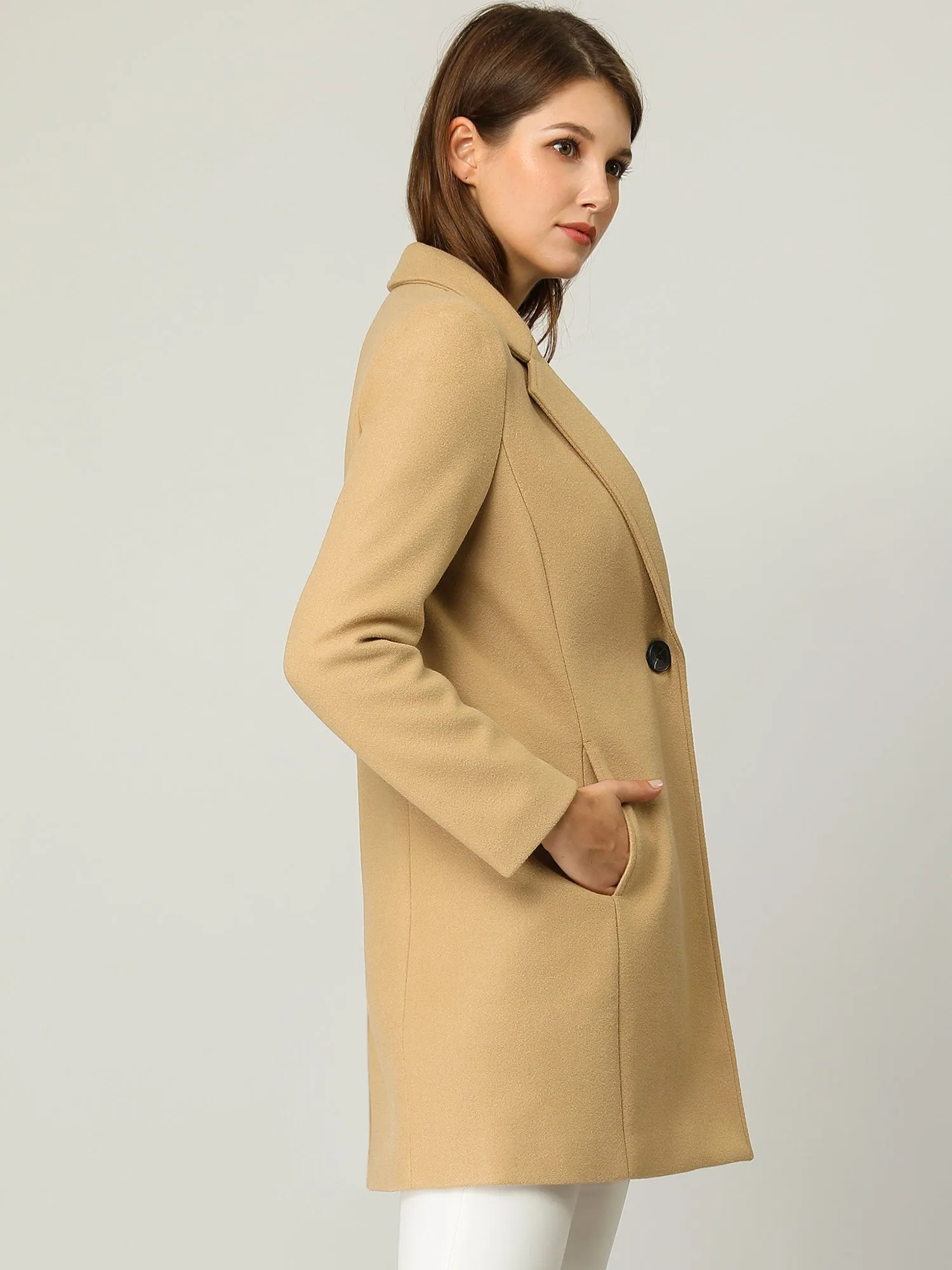 Classic Notched Lapel Long Sleeve Buttoned Coat