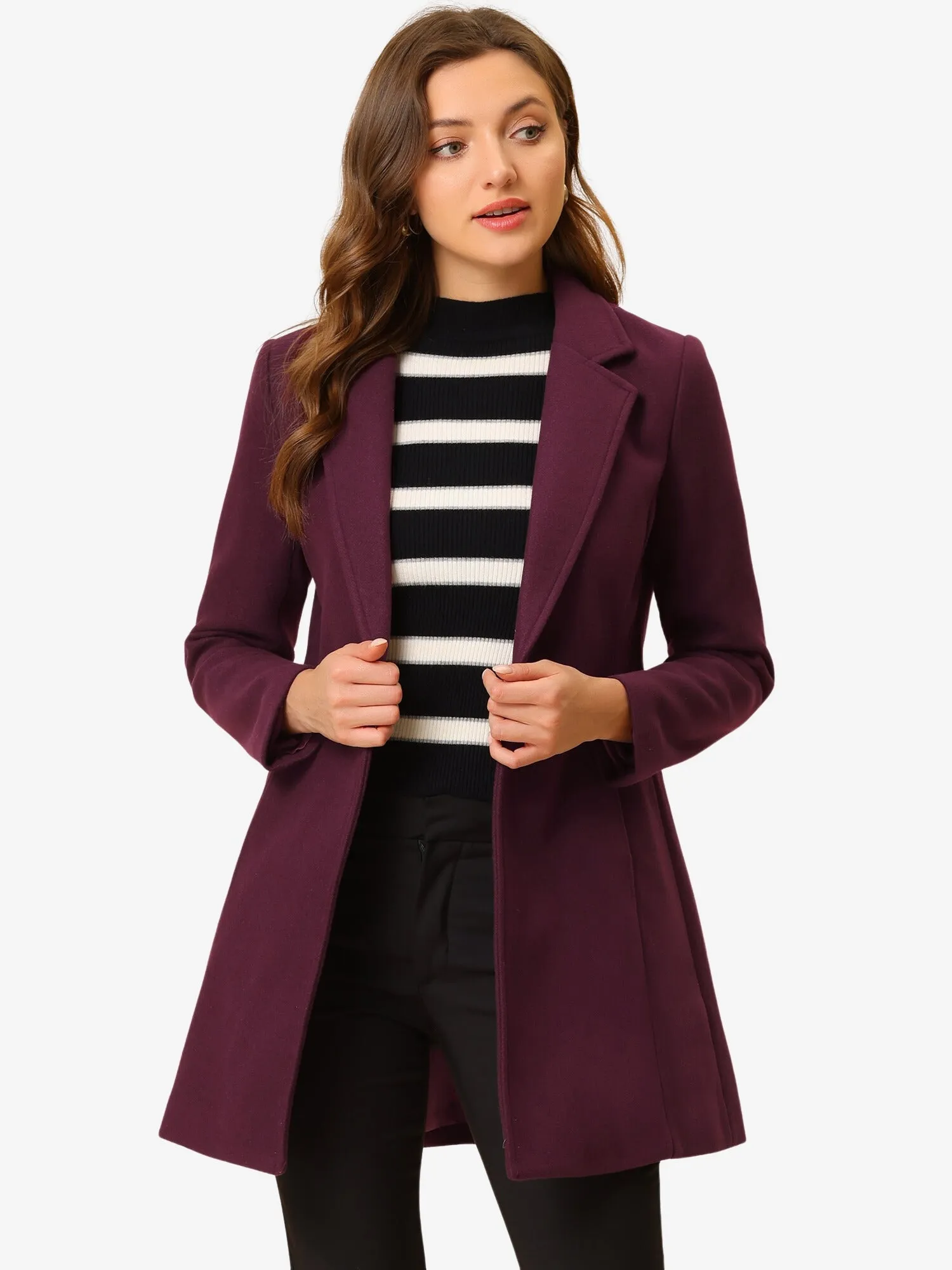 Classic Notched Lapel Long Sleeve Buttoned Coat