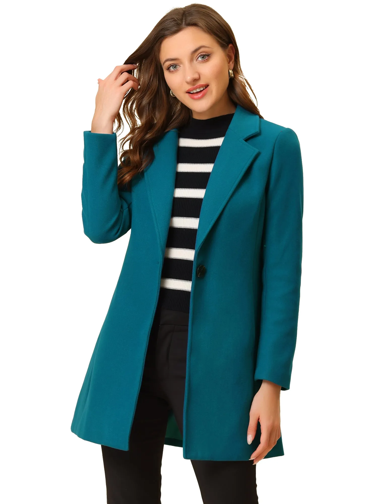 Classic Notched Lapel Long Sleeve Buttoned Coat