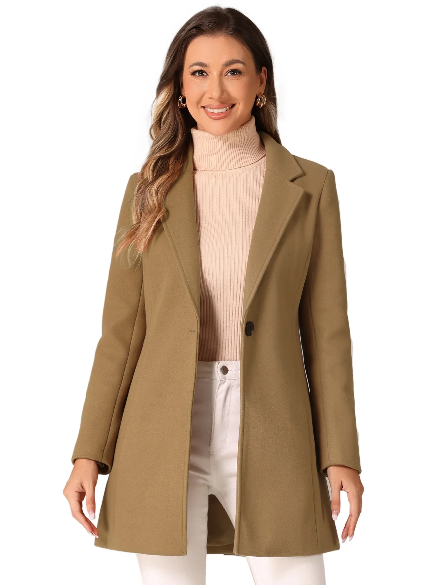 Classic Notched Lapel Long Sleeve Buttoned Coat