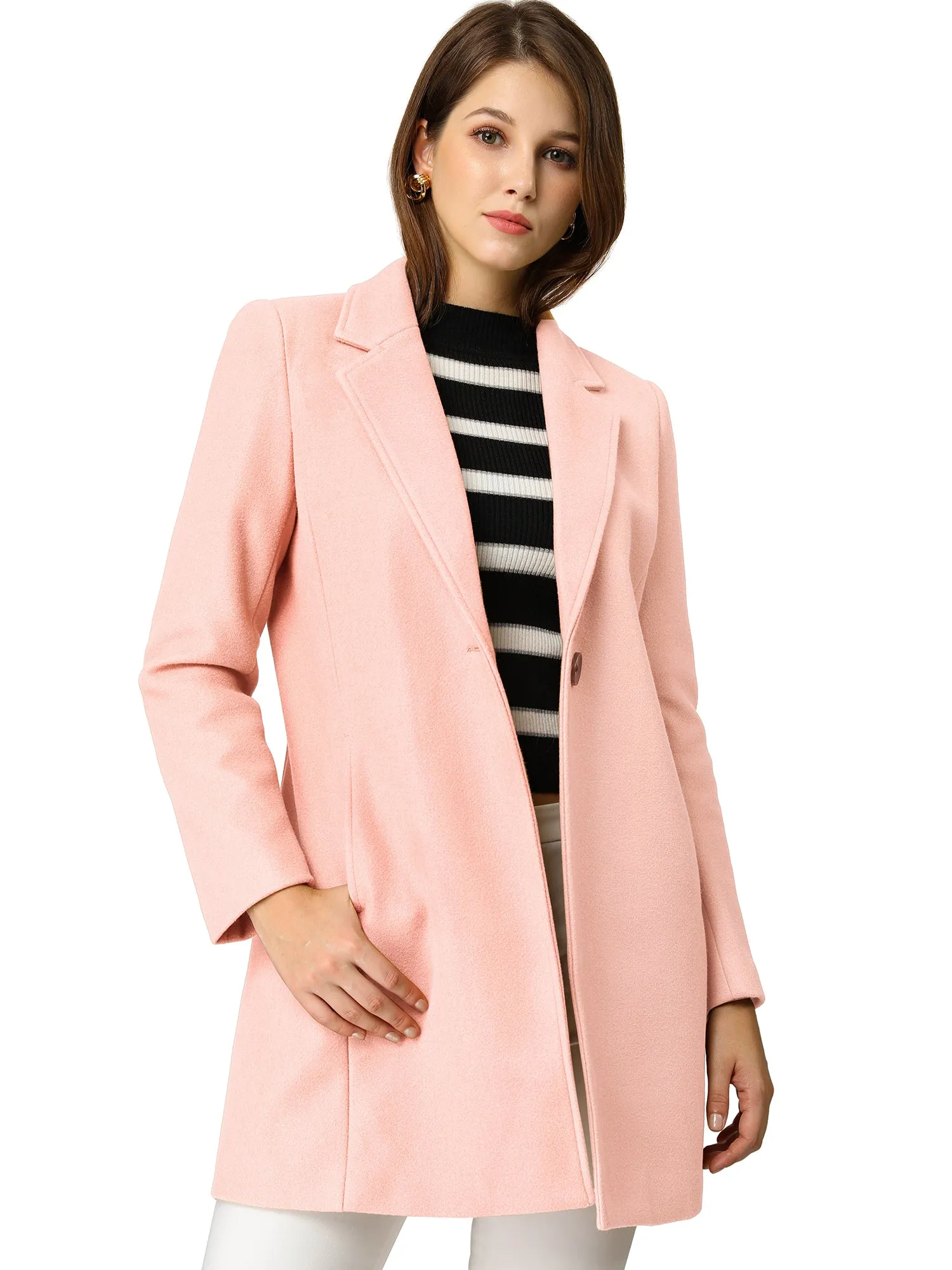 Classic Notched Lapel Long Sleeve Buttoned Coat