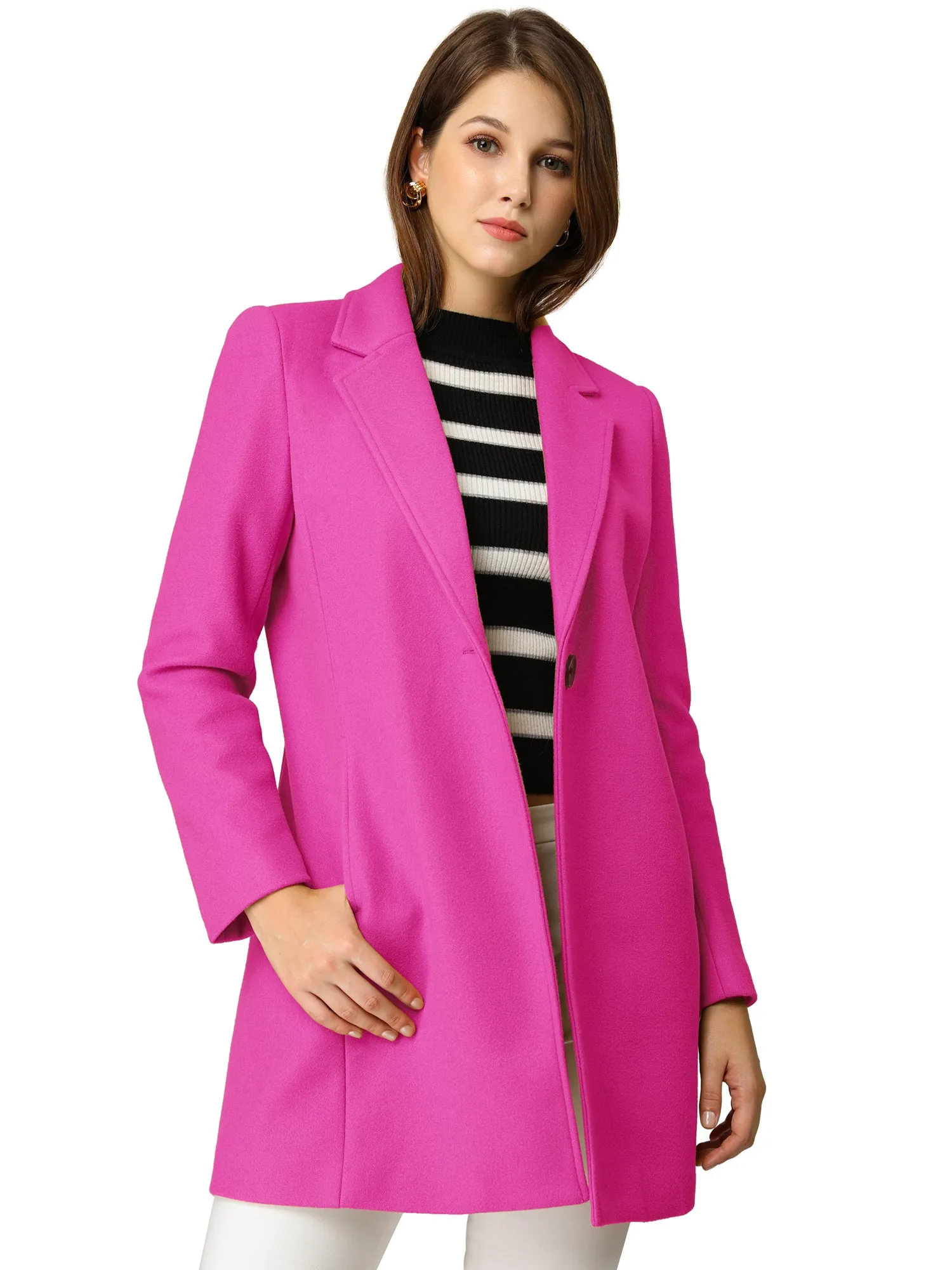 Classic Notched Lapel Long Sleeve Buttoned Coat