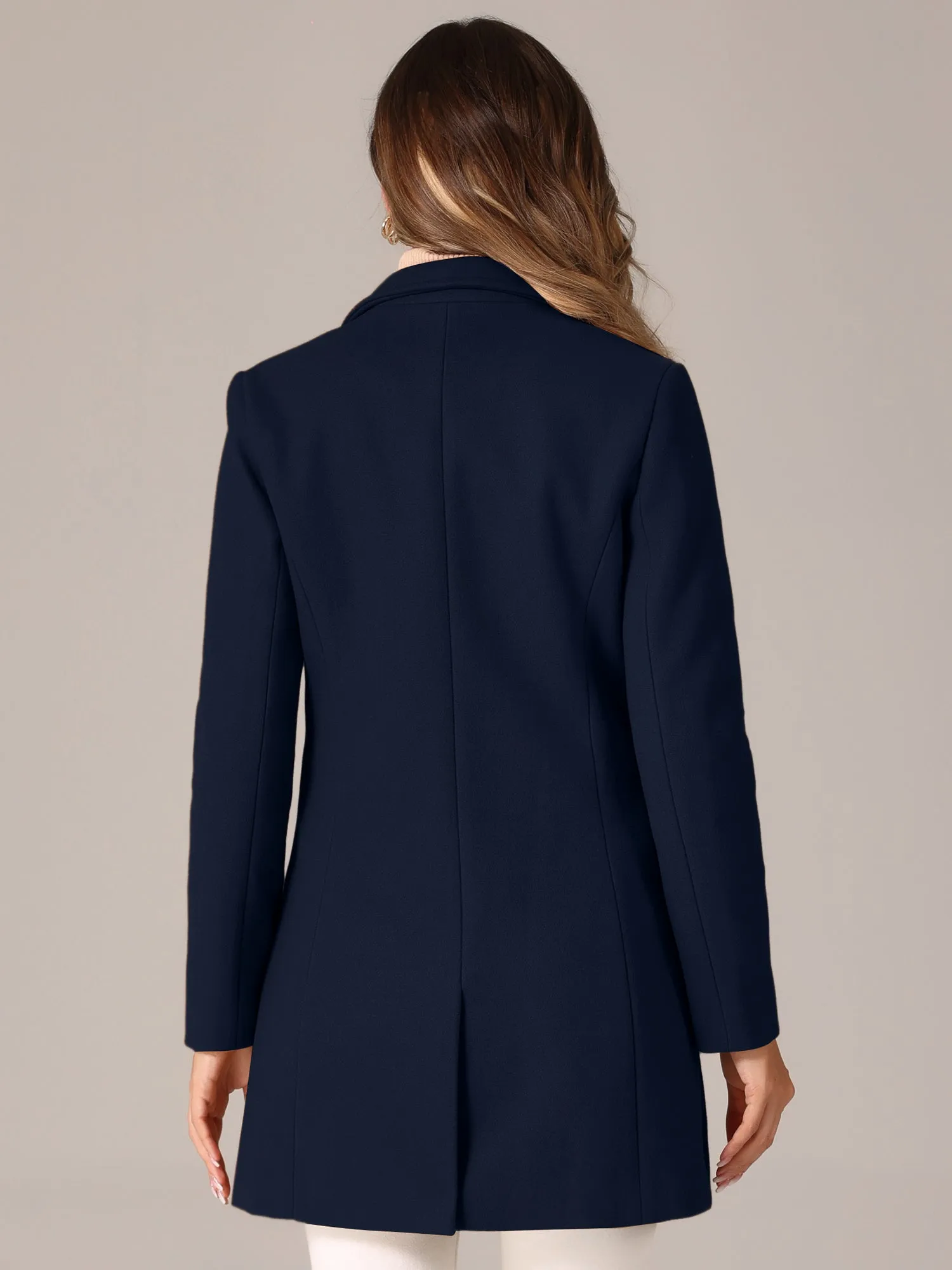 Classic Notched Lapel Long Sleeve Buttoned Coat