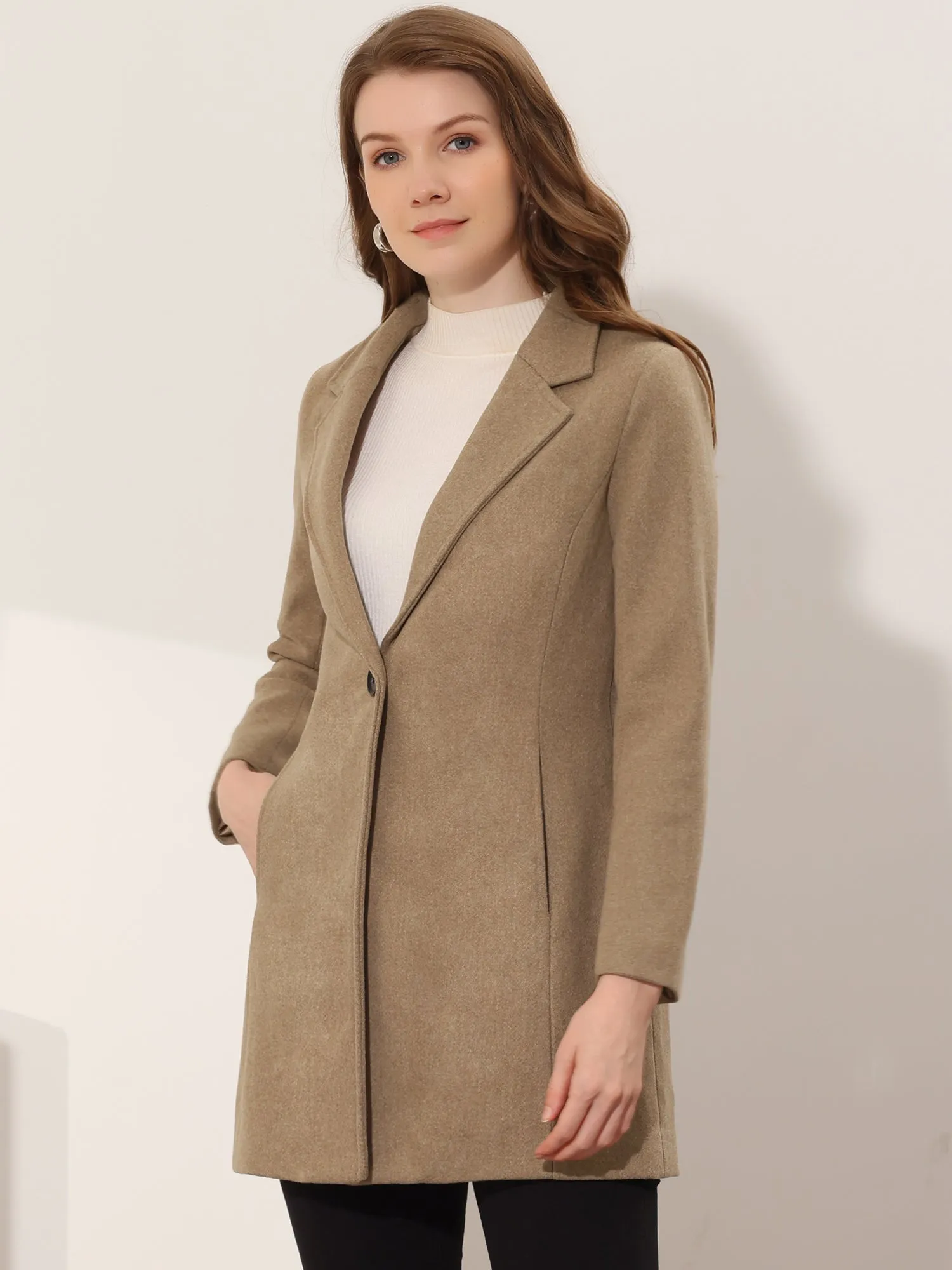 Classic Notched Lapel Long Sleeve Buttoned Coat