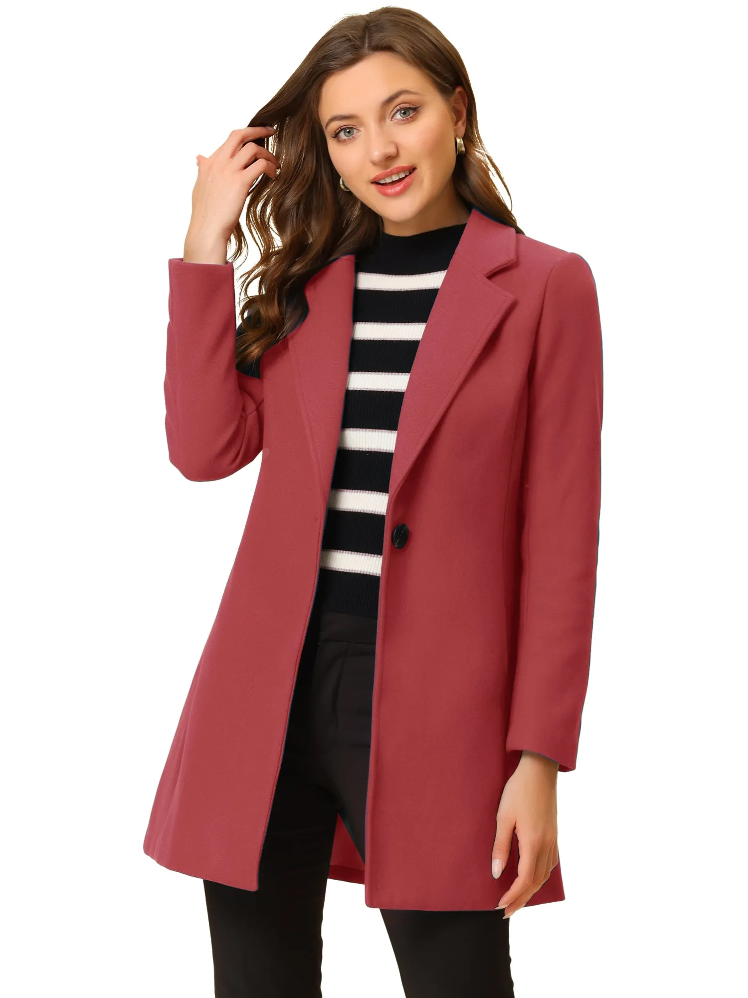 Classic Notched Lapel Long Sleeve Buttoned Coat