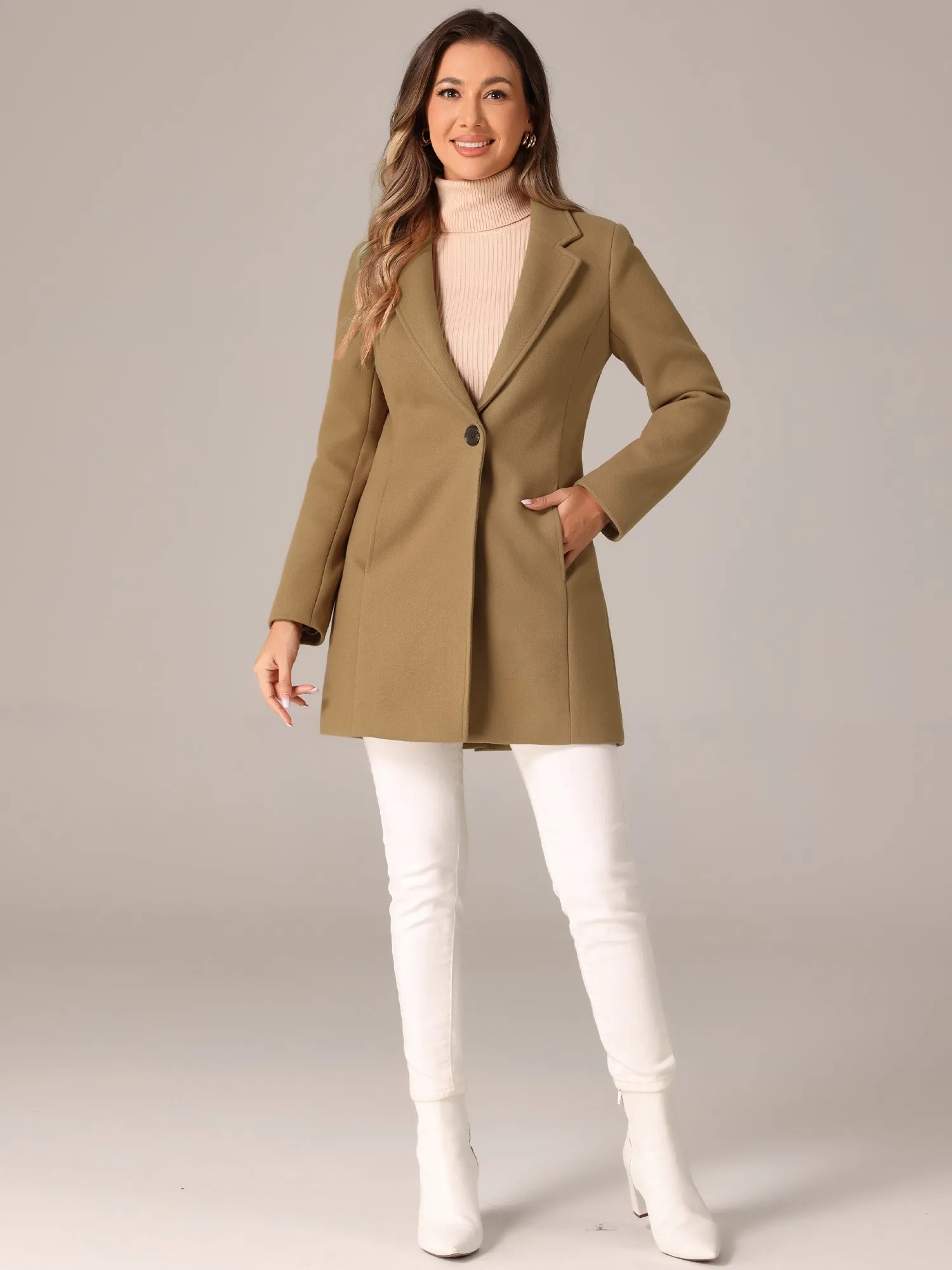 Classic Notched Lapel Long Sleeve Buttoned Coat