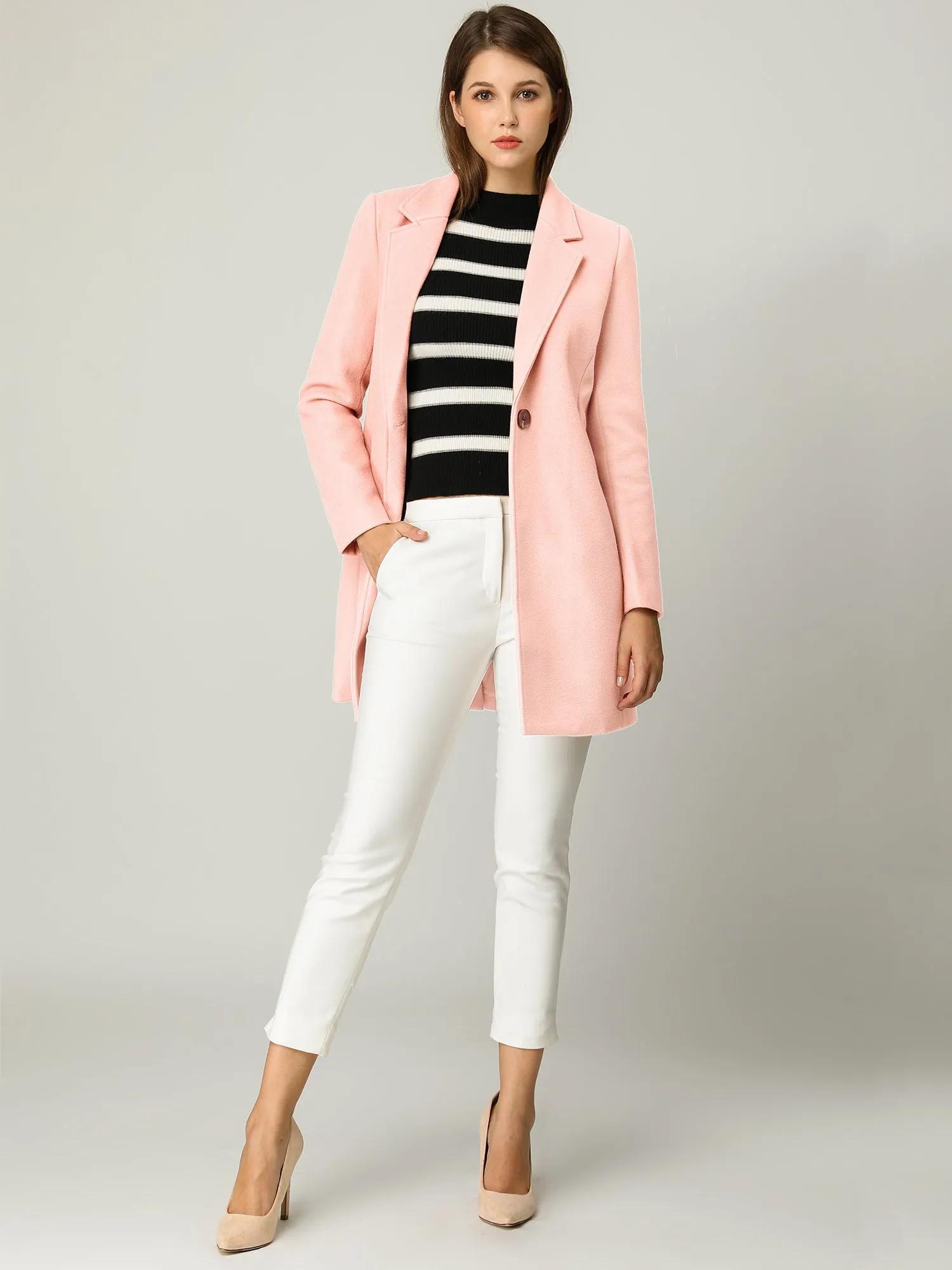 Classic Notched Lapel Long Sleeve Buttoned Coat