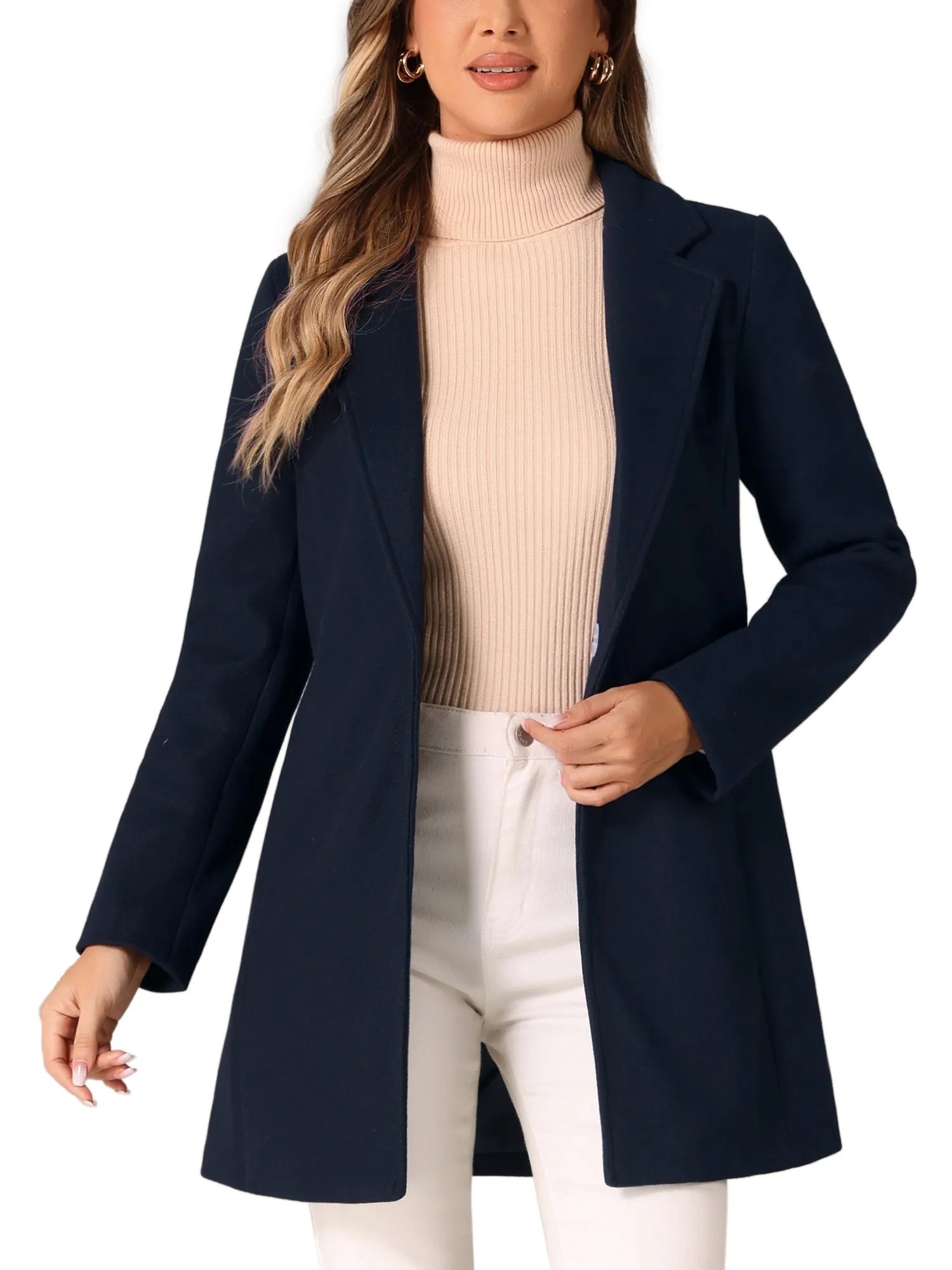 Classic Notched Lapel Long Sleeve Buttoned Coat