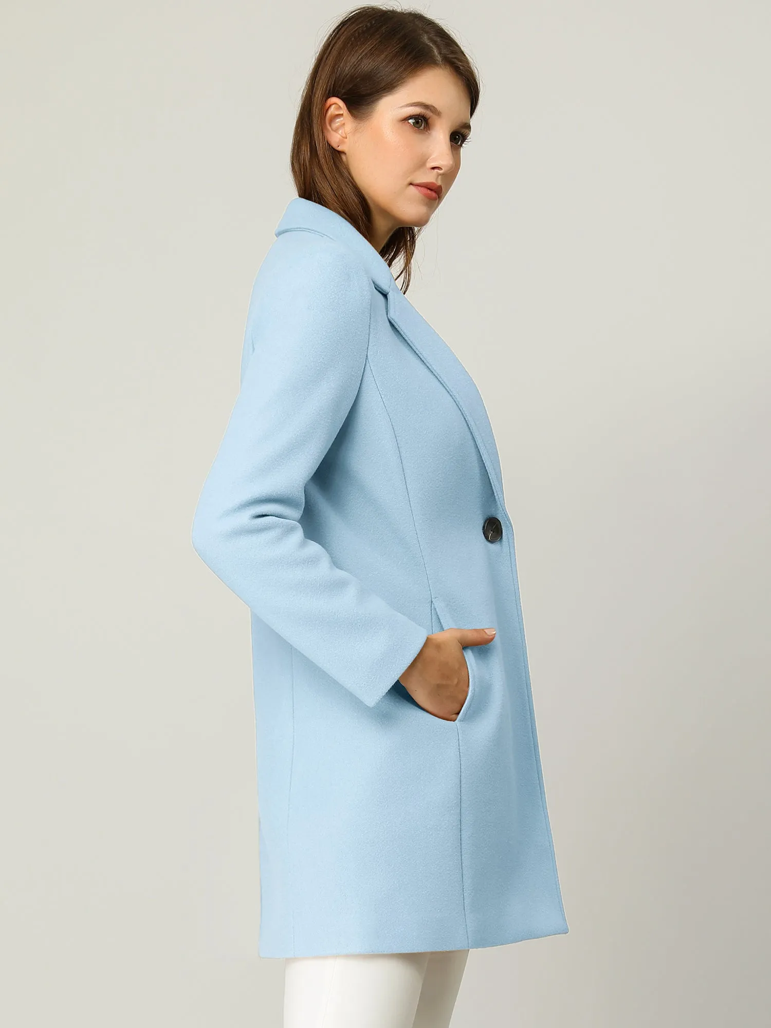 Classic Notched Lapel Long Sleeve Buttoned Coat